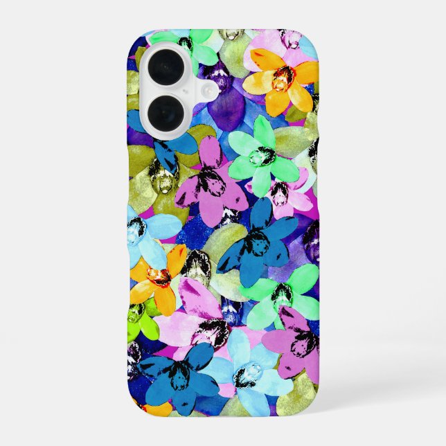 Funda Para iPhone 16 Orquídea Extravaganza Acuarela,  (Reverso )