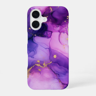 Funda Para iPhone 16 Orquídea Lumière Lujo Suave Púrpura Acuarela Oro