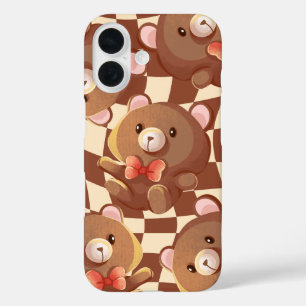 Funda para iPhone 16 'Oso de Peluche a Cuadros'