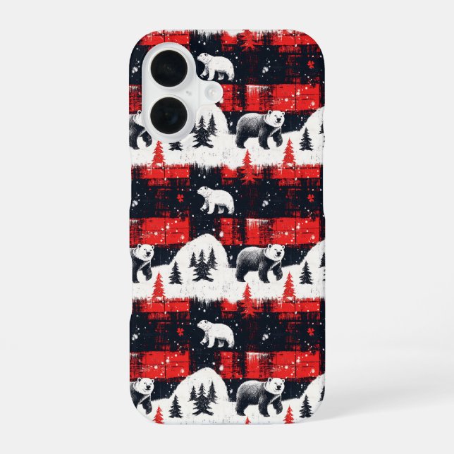 Funda Para iPhone 16 Oso Polar de Búfalo Rojo (Reverso )