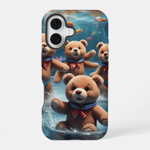 Funda Para iPhone 16 Osos de peluche nadando en una piscina de peces