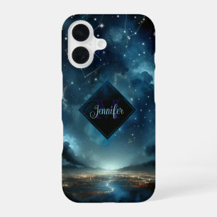 Funda Para iPhone 16 Paisaje urbano bajo las estrellas
