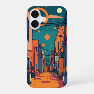 Funda Para iPhone 16 Paisaje urbano de ensueño: Una escena callejera co