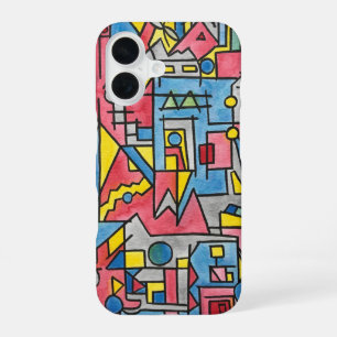Funda Para iPhone 16 Paisaje urbano - Geométrico Bauhaus moderno pintad