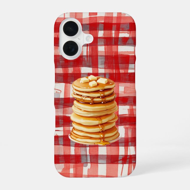 Funda Para iPhone 16 Pancake Tower Red Checkered Phone Case (Reverso )