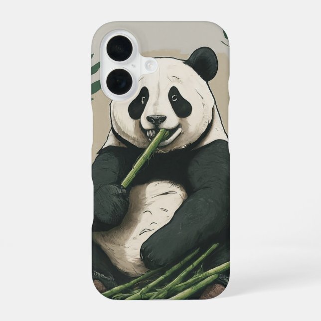 Funda Para iPhone 16 Panda: Arte de comer bambú (Reverso )