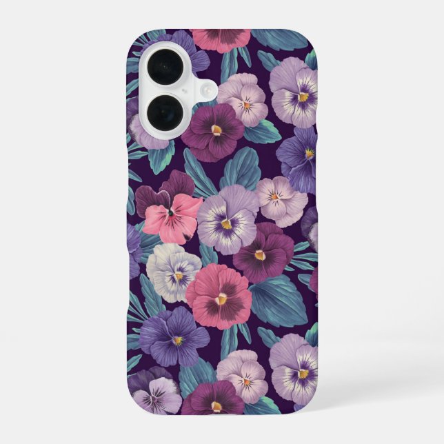 Funda Para iPhone 16 Pansitas coloridas sobre violeta profundo (Reverso )