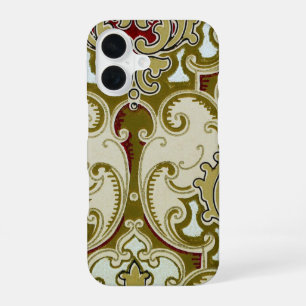 Funda Para iPhone 16 Papel pintado real de rollo dorado decorativo vint