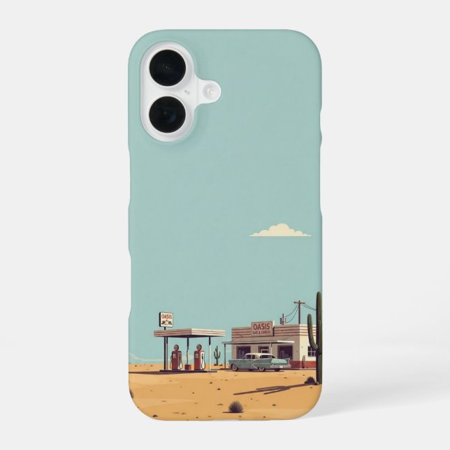 Funda Para iPhone 16 Parada de combustible lejana (Reverso )