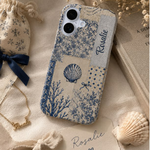 Funda Para iPhone 16 Parche personalizado de conchas marinas costeras
