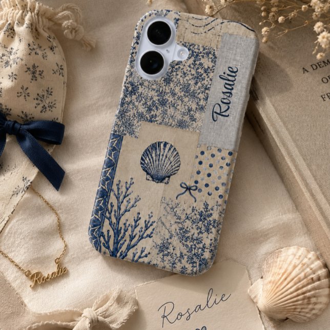 Funda Para iPhone 16  Parche personalizado de conchas marinas costeras  (Subido por el creador)