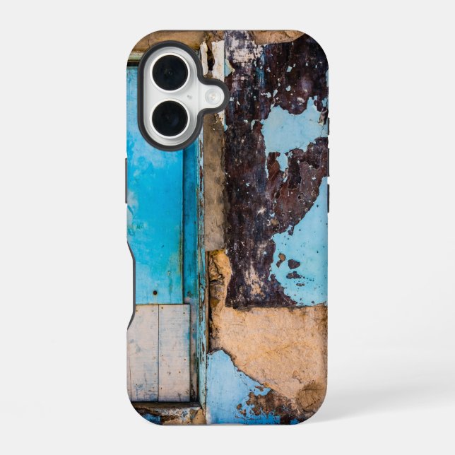Funda Para iPhone 16 pared y puerta azul (Reverso )