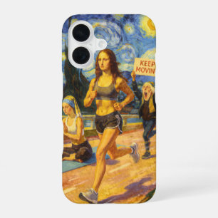 Funda Para iPhone 16 Parodia de Mezcla de Arte y Fitness Fino Corriendo