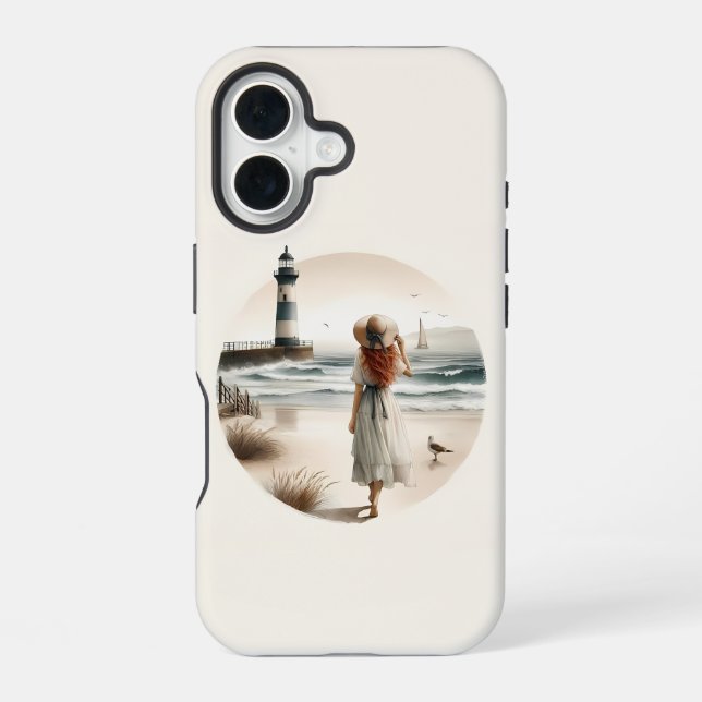 Funda Para iPhone 16 Paseo por el faro marítimo (Reverso )