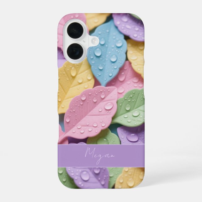 Funda Para iPhone 16 Pastel Colorful Leaf Pattern (Reverso )