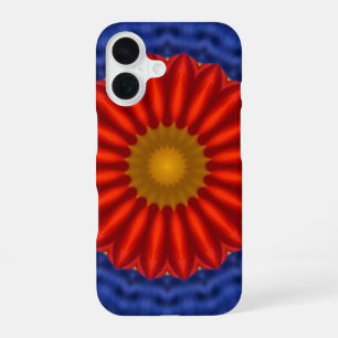Funda Para iPhone 16 Pato sobre azul con caleidoscopio rojo