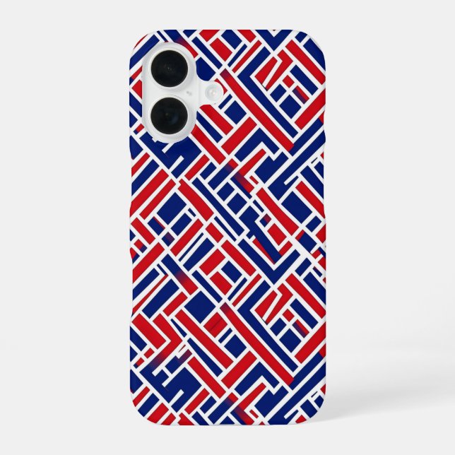 Funda Para iPhone 16 Patrón abstracto azul rojo (Reverso )
