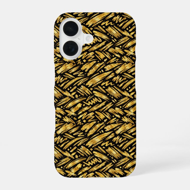 Funda Para iPhone 16 Patrón abstracto de lámina de oro (Reverso )