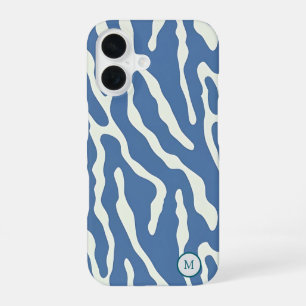 Funda Para iPhone 16 Patrón abstracto moderno de líneas onduladas en az