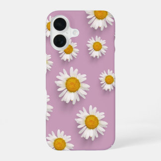 Funda Para iPhone 16 Patrón alegre de margarita sobre fondo rosado