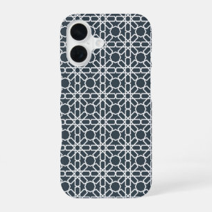 Funda Para iPhone 16 Patrón amarillo grisáceo y blanco marroquí