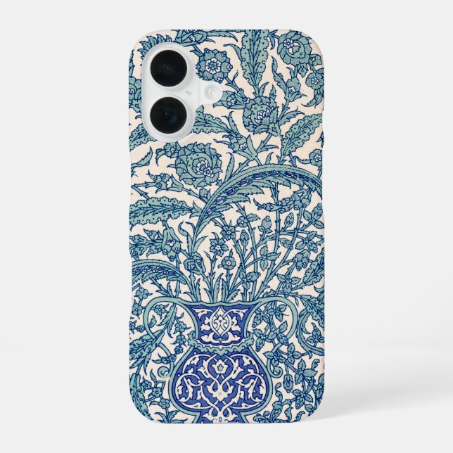 Funda Para iPhone 16 Patrón árabe floral azul (Reverso )