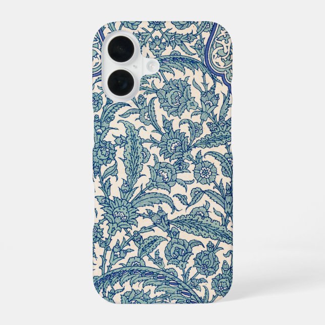 Funda Para iPhone 16 Patrón árabe floral azul (Reverso )