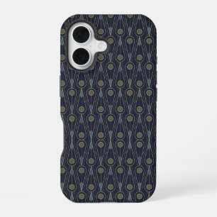 Funda Para iPhone 16 Patrón Art Déco con formas geométricas en oro