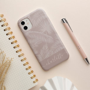 Funda Para iPhone 16 Patrón Botánico Tropical de Hojas de Palma Beige R