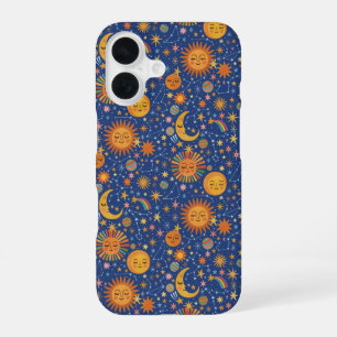 Funda Para iPhone 16 Patrón Celestial Dibujado a Mano - 