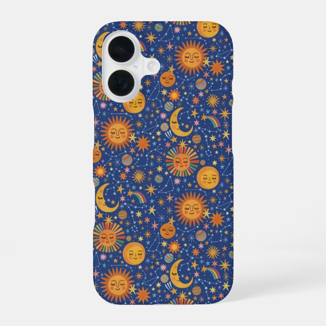 Funda Para iPhone 16 Patrón Celestial Dibujado a Mano -  (Reverso )