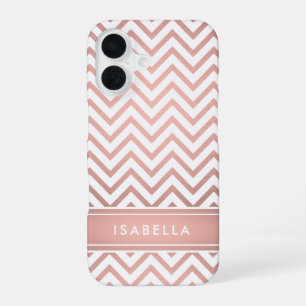 Funda Para iPhone 16 Patrón Chevron rosa Ombre Monograma simple moderno