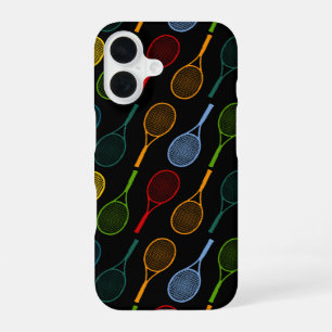 Funda Para iPhone 16 patrón colorido de raquetas de tenis