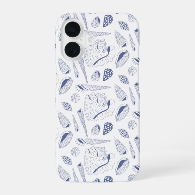 Funda Para iPhone 16 Patrón continuo con conchas marinas (Reverso )