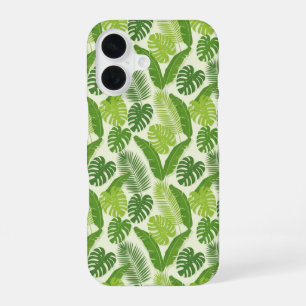 Funda Para iPhone 16 Patrón continuo de hojas tropicales y Monstera