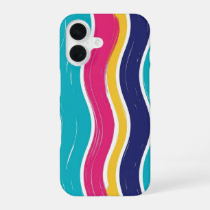 Funda Para iPhone 16 Patrón continuo de raya ondulada retro