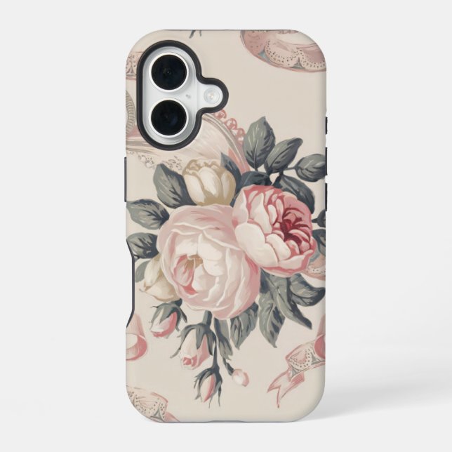 Funda Para iPhone 16 Patrón Coquette de Flores (Reverso )