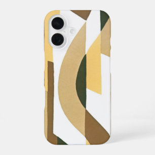 Funda Para iPhone 16 Patrón Curvo de Otoño Marrón de Jazz Art Déco Retr