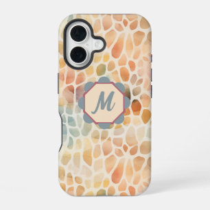 Funda Para iPhone 16 Patrón de acuarela artística monograma personaliza