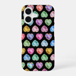 Funda Para iPhone 16 Patrón de acuarela del corazón del diamante Cute P