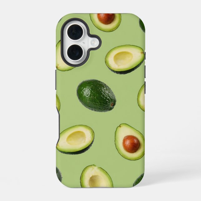 Funda Para iPhone 16 Patrón de Aguacate Fresco  (Reverso )