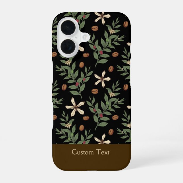 Funda Para iPhone 16 Patrón de árbol del café (Reverso )
