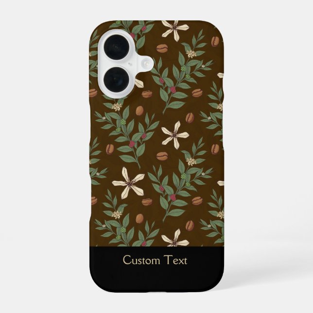 Funda Para iPhone 16 Patrón de árbol del café (Reverso )