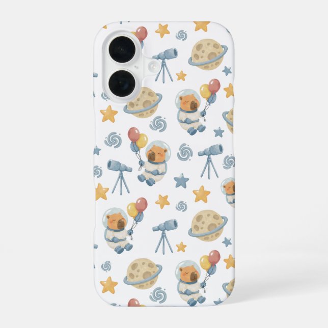 Funda Para iPhone 16 Patrón de Astronauta Capybara -   (Reverso )
