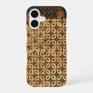 Funda Para iPhone 16 Patrón de Batik Geométrico de Granos de Café Antig