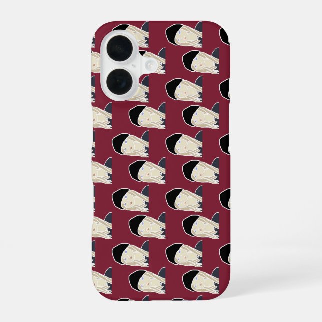 Funda Para iPhone 16 patrón de beanie boy rojo (Reverso )