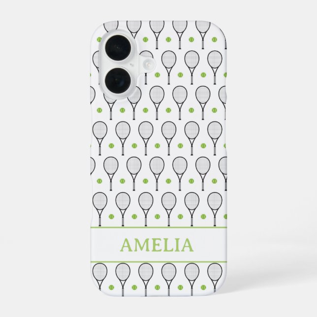 Funda Para iPhone 16 Patrón de bolas de tenis (Reverso )