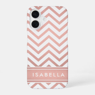 Funda Para iPhone 16 Patrón de Chevron con Degradado Rosa Monograma Sim