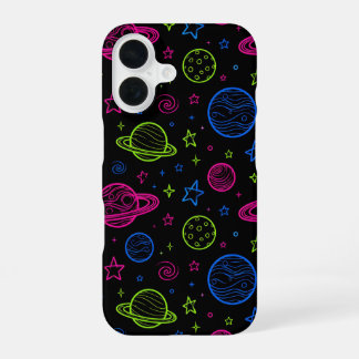 Funda Para iPhone 16 Patrón de cielo nocturno minimalista de neón con e