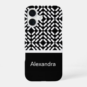 Funda Para iPhone 16 Patrón de cilindro en blanco y negro